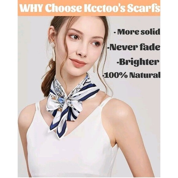 Roizsx Fashion Head Scarf Square Satin for Hair Beach Print Old Ship Navy/White - Picture 12 of 12